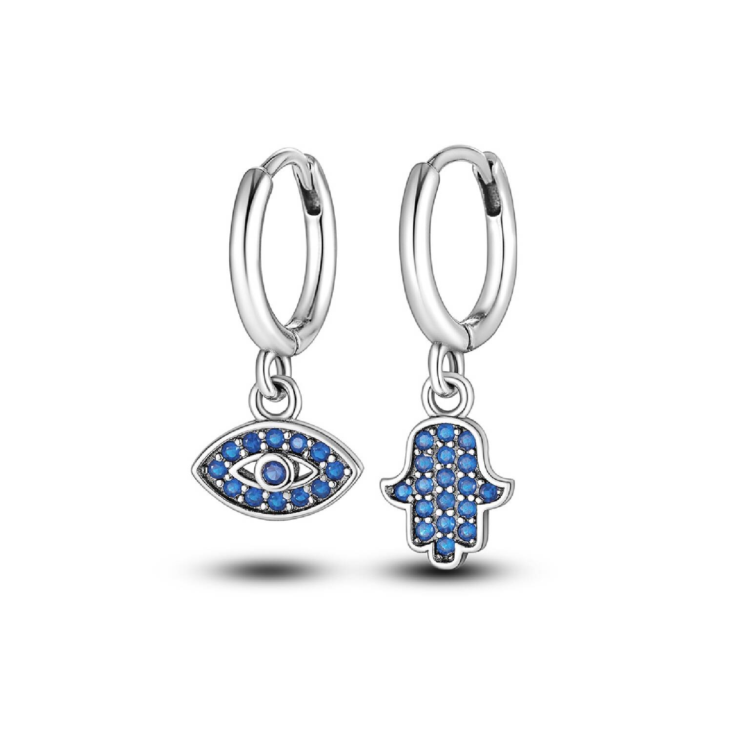 Aros Argolla Mano y Ojo de Protección En Plata 925