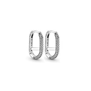 Aros Argolla Ovalada con Circones En Plata 925