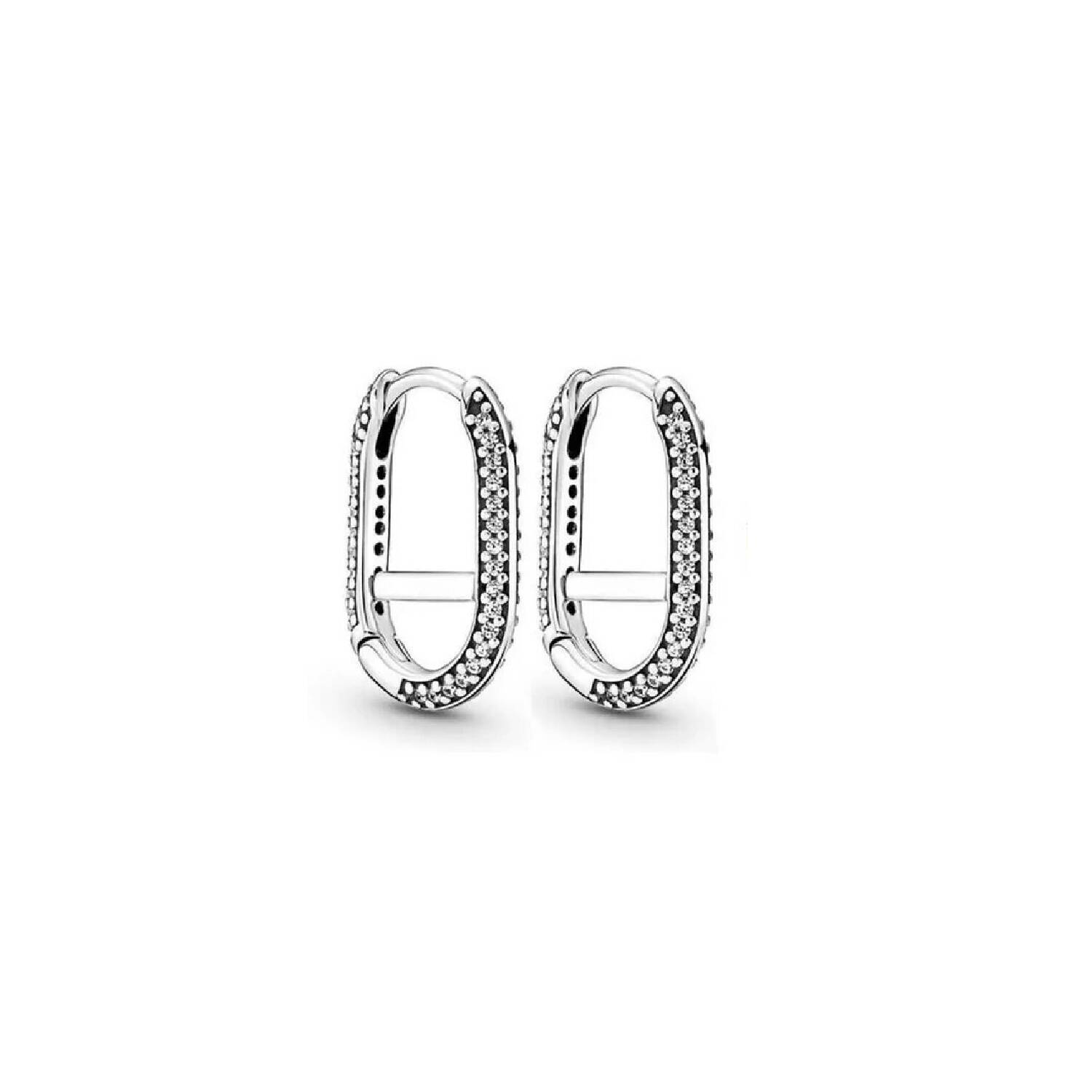 Aros Argolla Ovalada con Circones En Plata 925