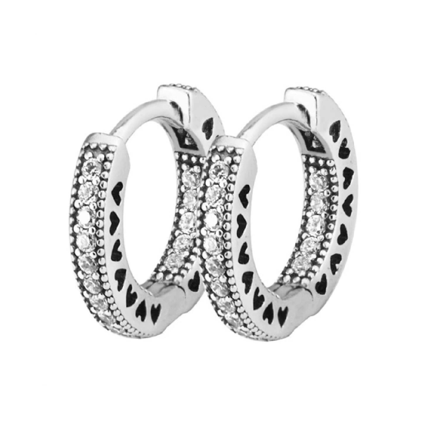 Aros Argolla Circones Pavé 14mm. En Plata 925