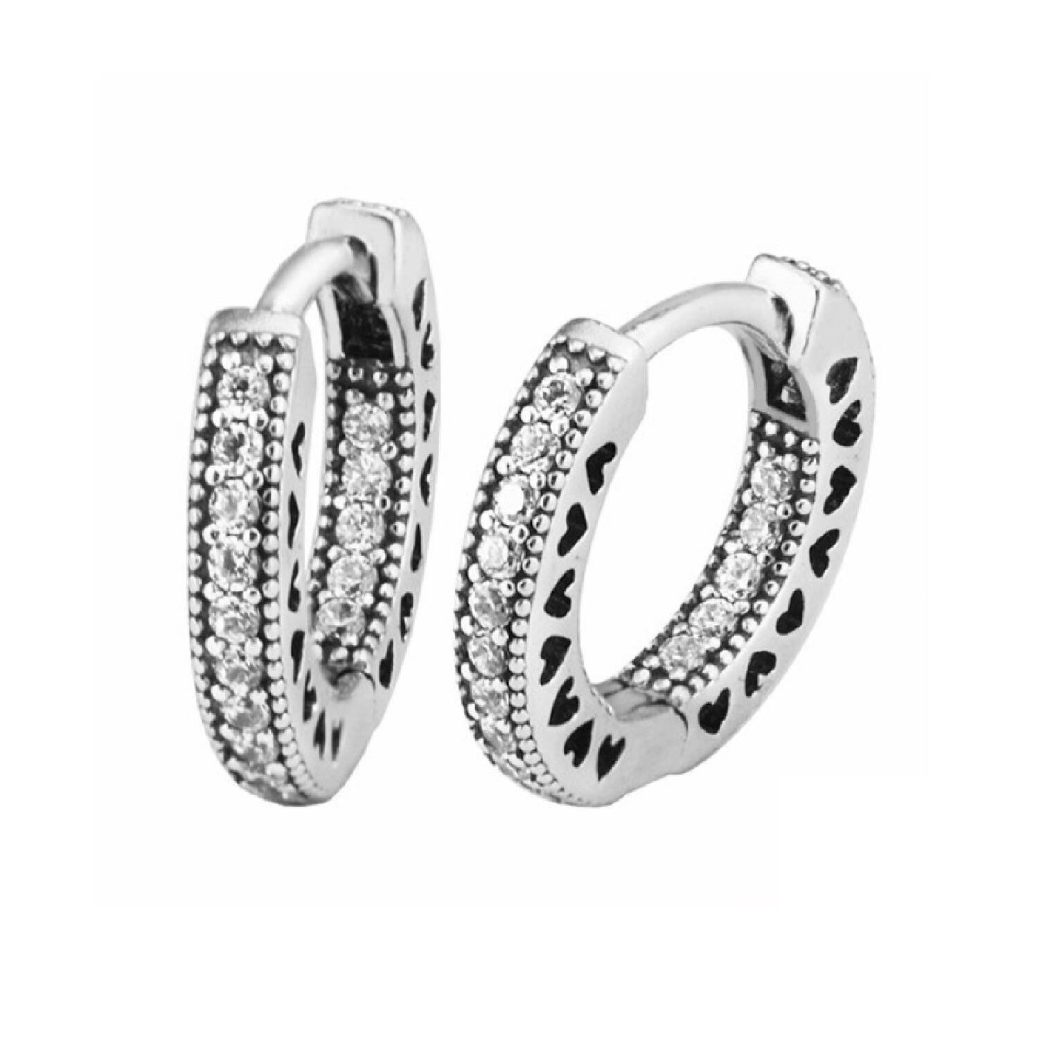 Aros Argolla Circones Pavé 14mm. En Plata 925 - Imagen 3