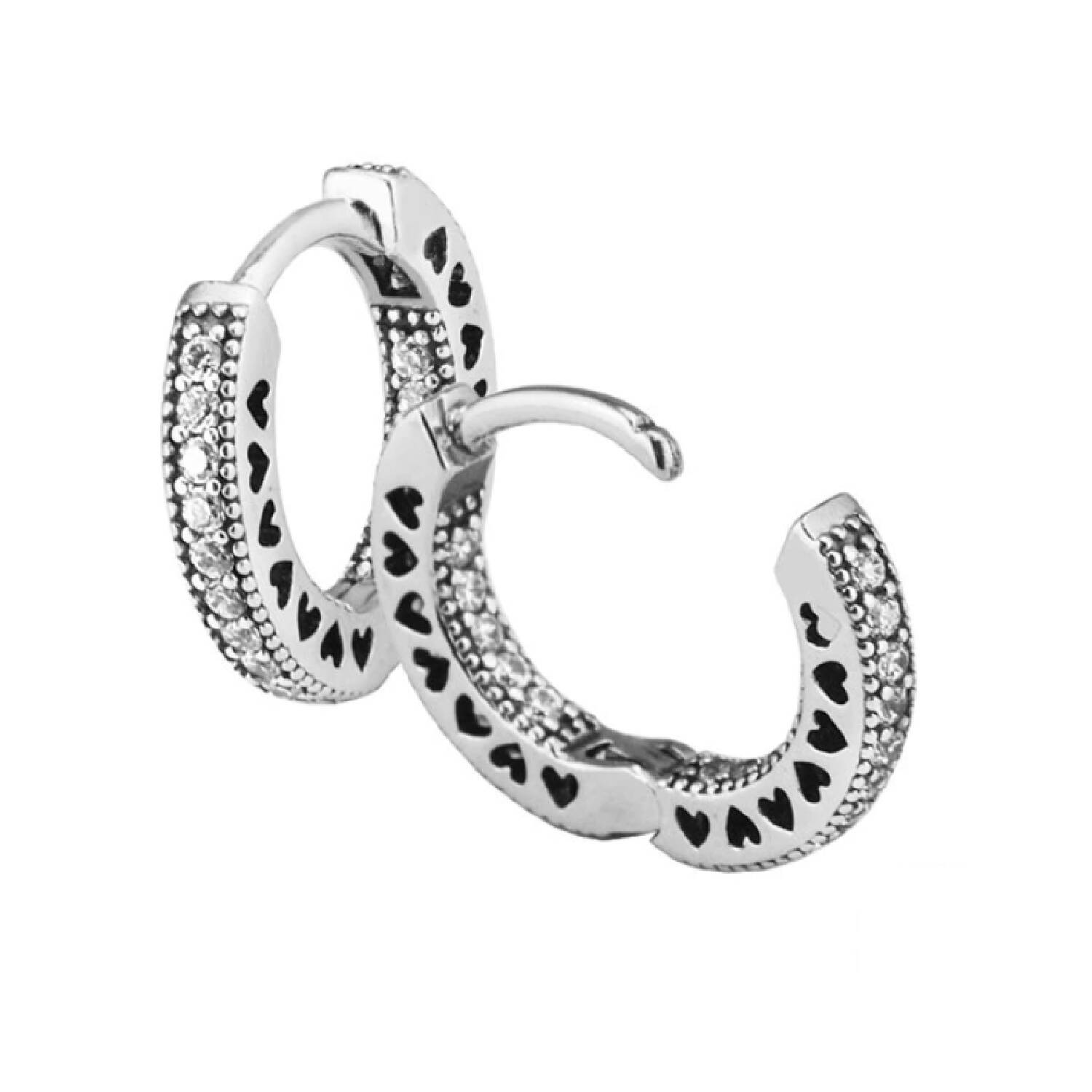 Aros Argolla Circones Pavé 14mm. En Plata 925 - Imagen 4