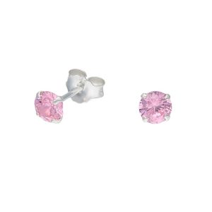 Aros Circón Rosa En Plata 925