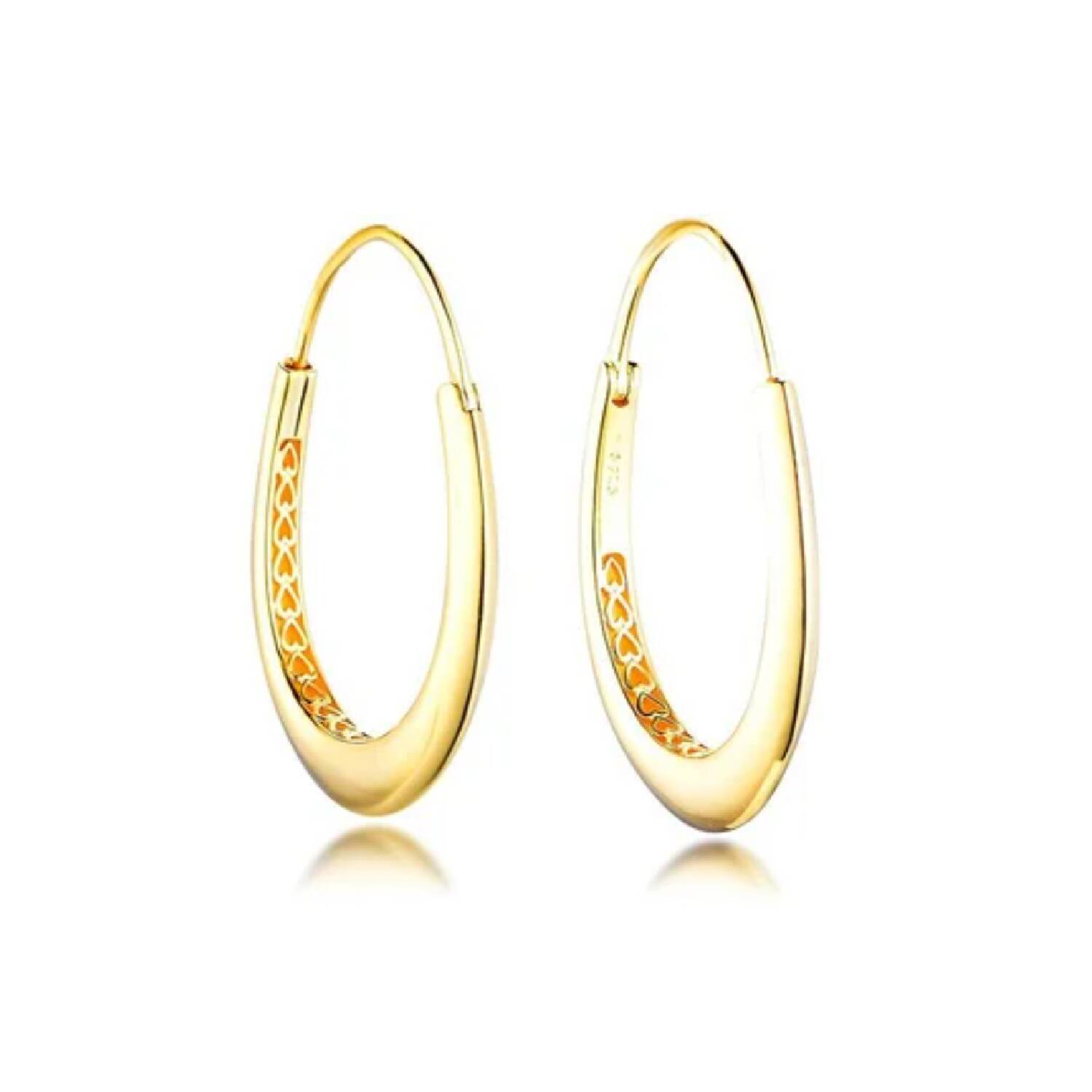 Aros Argolla Ovalada Dorada En Plata 925