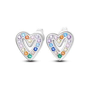 Aros Corazón Y Circones Coloridos En Plata 925