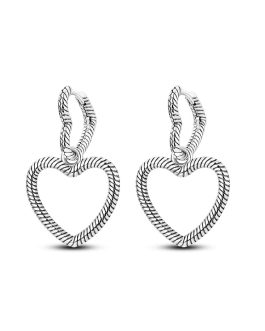 Aros Dos Corazones Trenzados En Plata 925