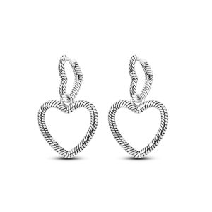 Aros Dos Corazones Trenzados En Plata 925