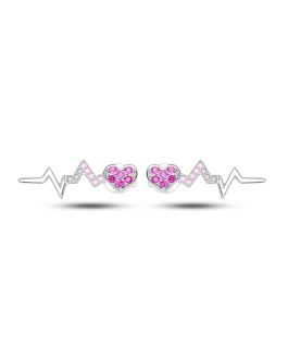 Aros Latido de Corazón y Circones En Plata 925