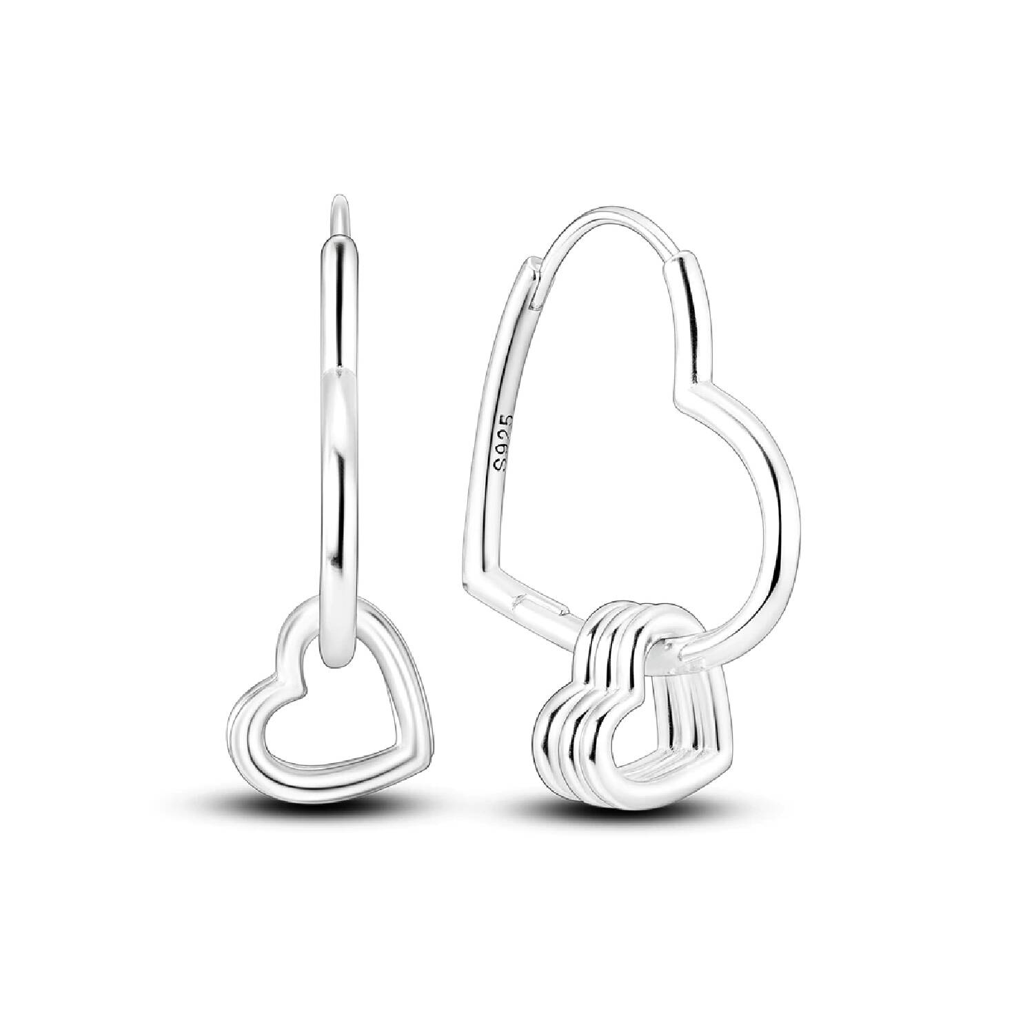Aros Corazones Colgantes Lisos En Plata 925