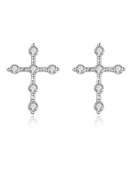 Aros Cruz con Circones En Plata 925