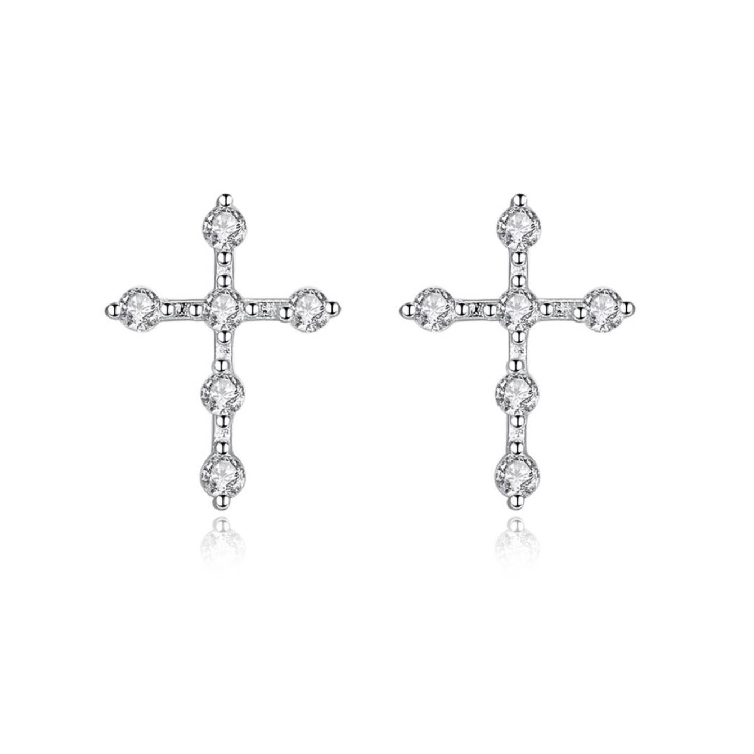 Aros Cruz con Circones En Plata 925