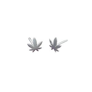 Aros Hoja de Marihuana Cannabis En Plata 925