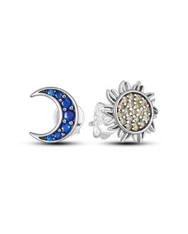 Aros Luna y Sol con Circones En Plata 925