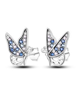 Aros Mariposa y Circones Coloridos En Plata 925
