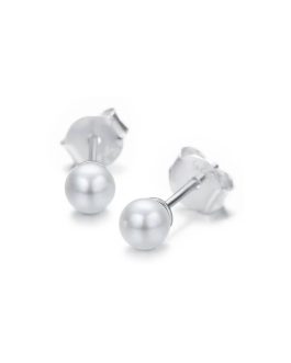 Aros Perla Blanca Tradicional En Plata 925