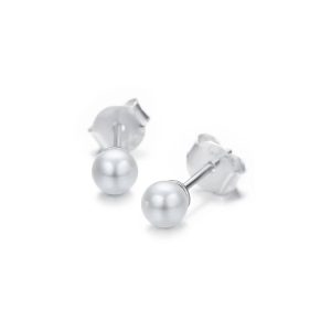 Aros Perla Blanca Tradicional En Plata 925