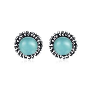 Aros Redondo Turquesa En Plata 925