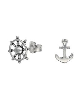 Aros Timón y Ancla En Plata 925