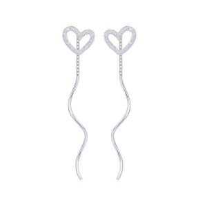Aros Colgantes De Corazón En Plata 925