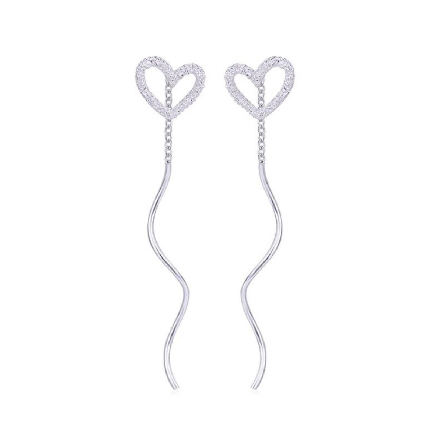 Aros Colgantes De Corazón En Plata 925