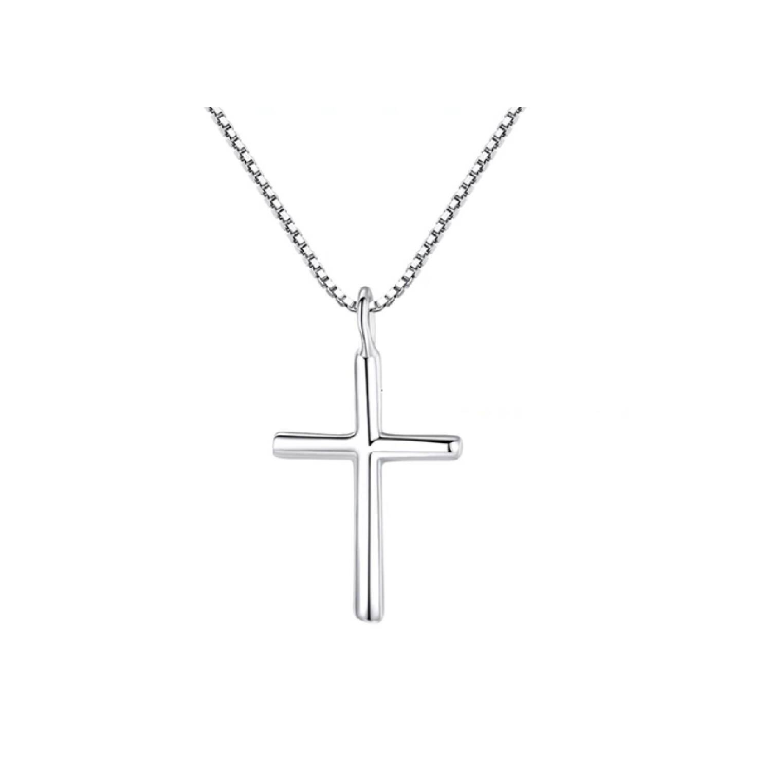 Collar con Cruz Lisa Brillante 45 Cm En Plata 925