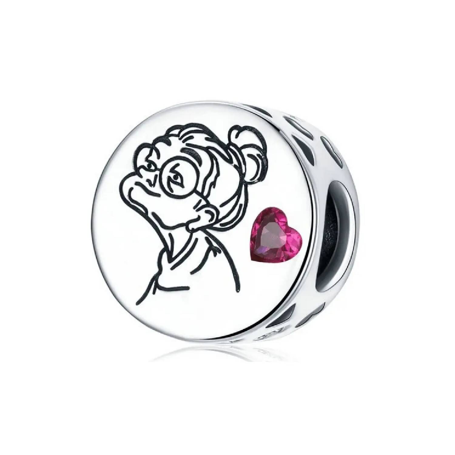 Charm Amor a Abuela y Corazón Rosa En Plata 925