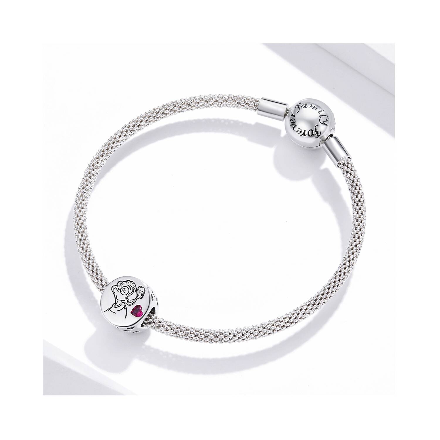 Charm Amor a Abuela y Corazón Rosa En Plata 925 - Imagen 3