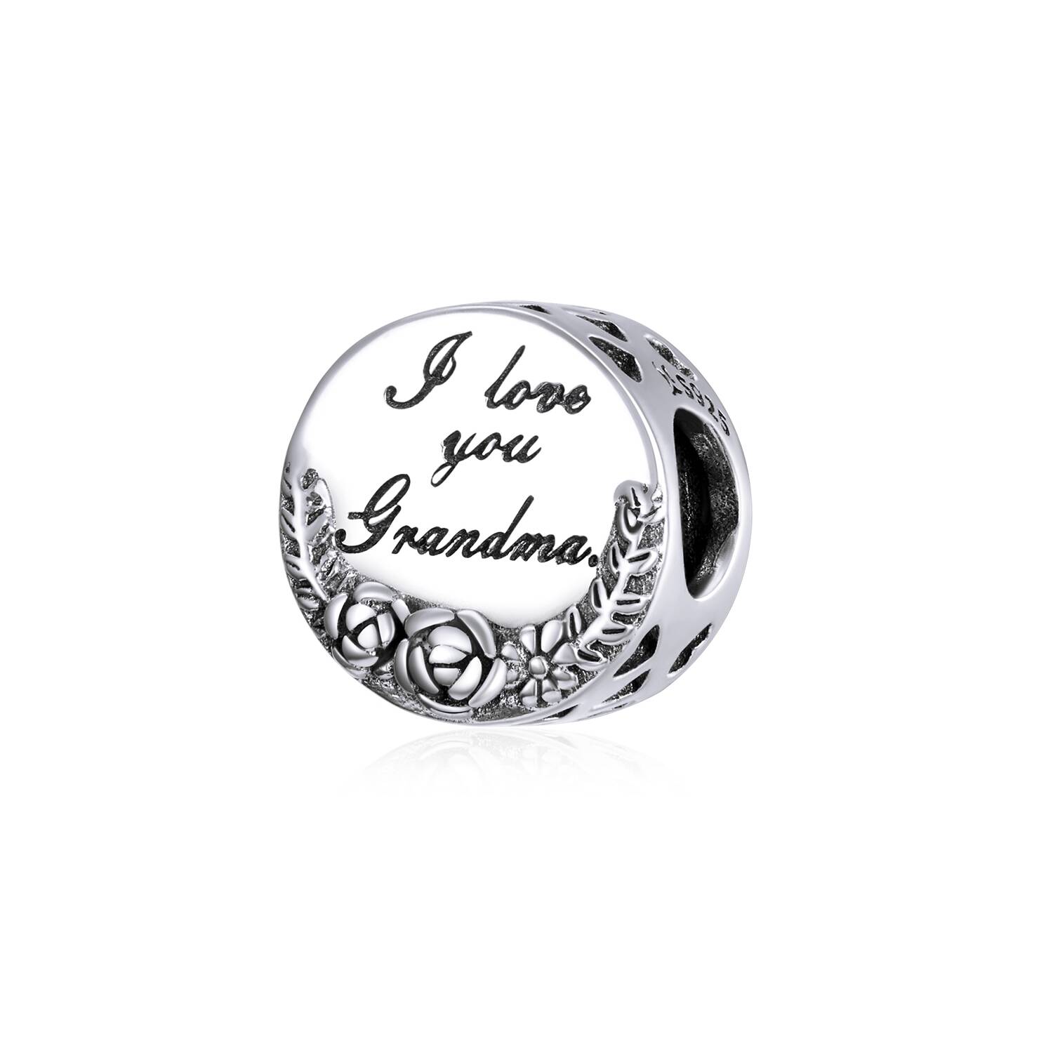 Charm Amor a Abuela y Corazón Rosa En Plata 925 - Imagen 4