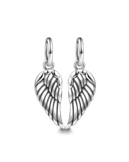 Charm Doble Alas de Ángel Colgantes En Plata 925