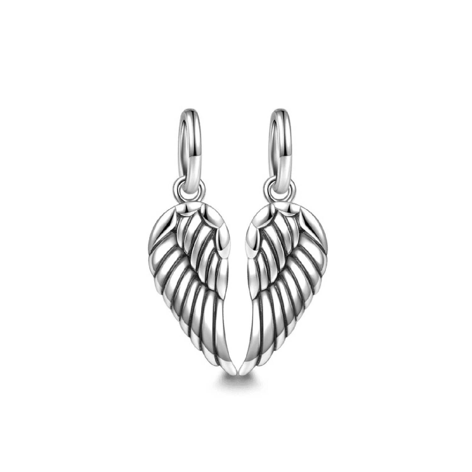Charm Doble Alas de Ángel Colgantes En Plata 925