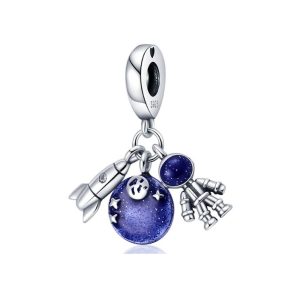 Charm Astronauta, Cohete y Universo En Plata 925