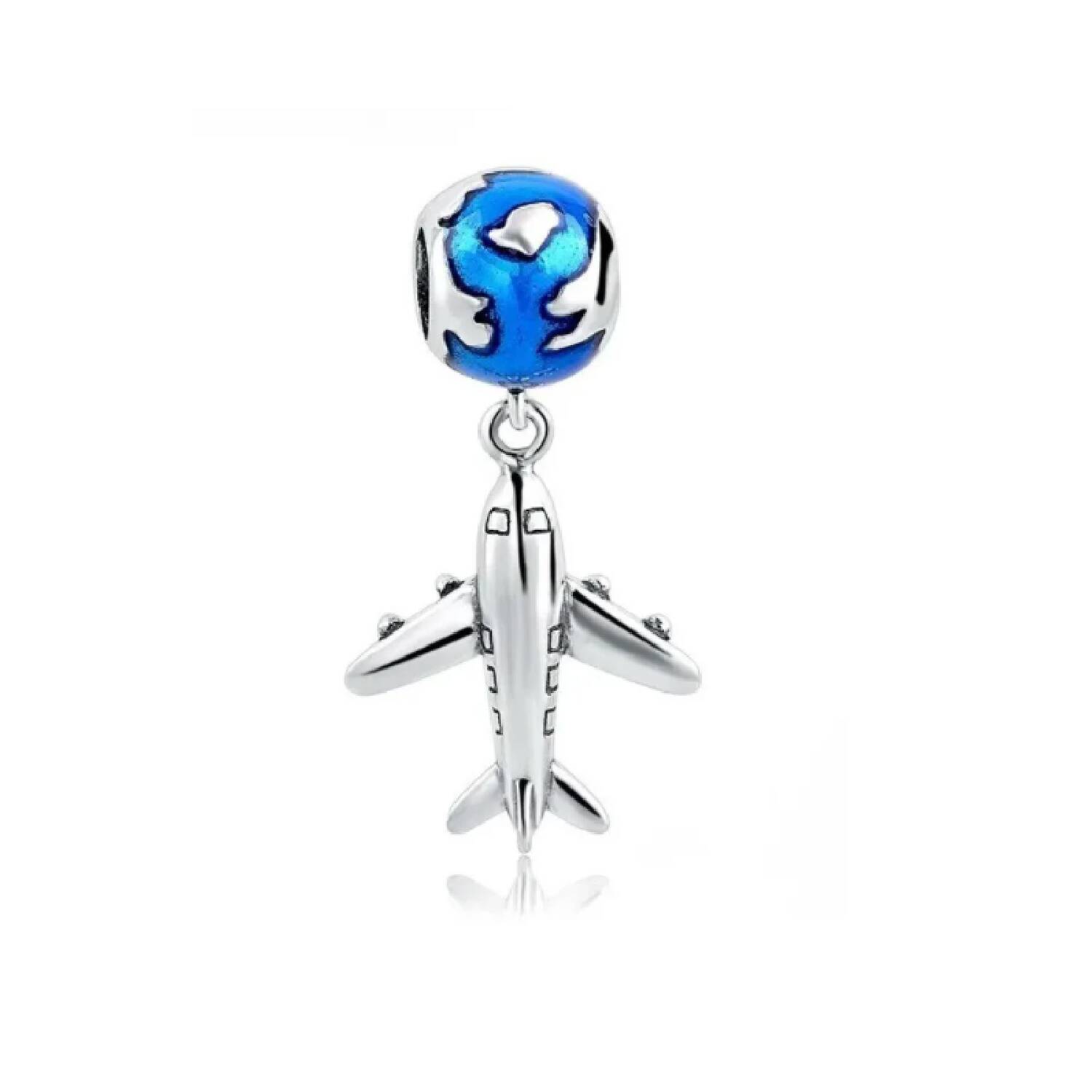 Charm Avión Viaje por el Mundo En Plata 925