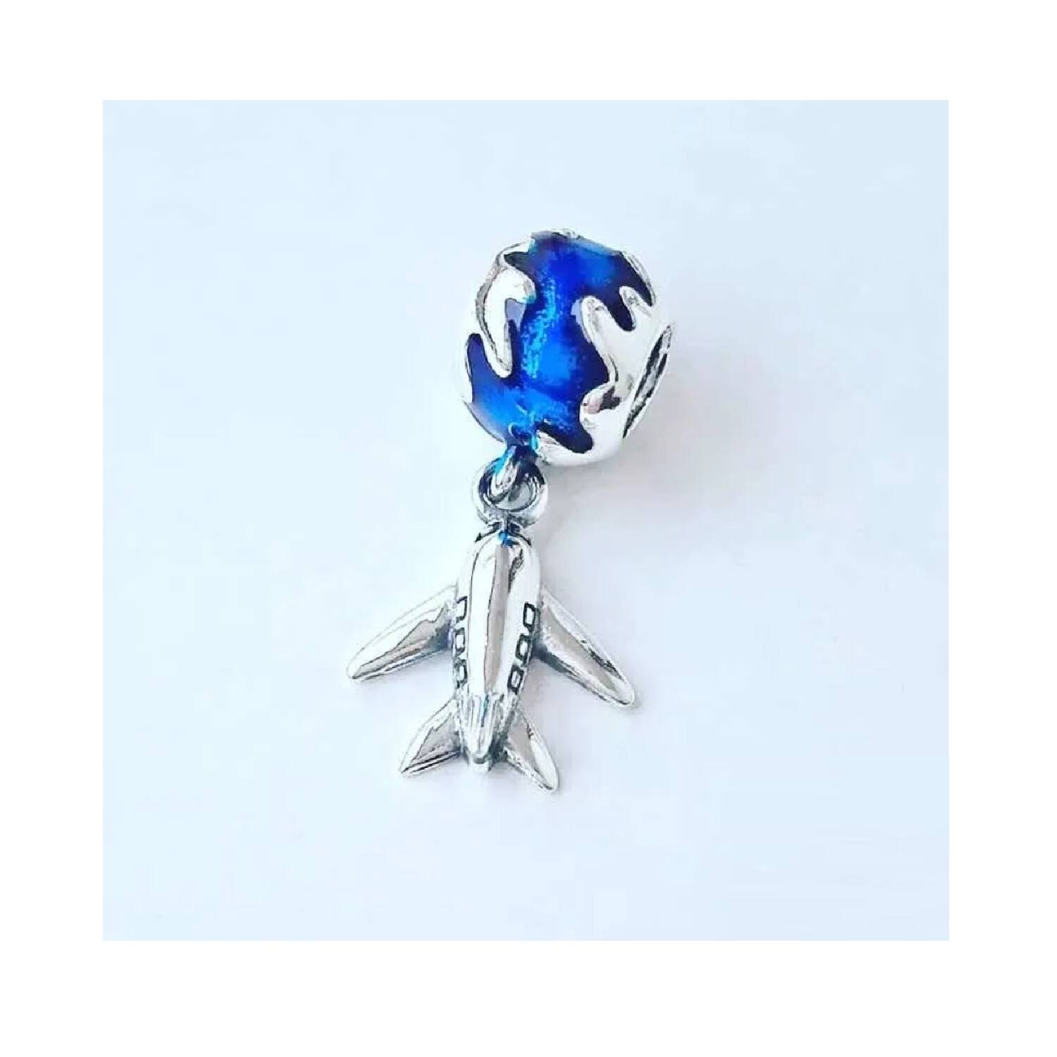 Charm Avión Viaje por el Mundo En Plata 925 - Imagen 3