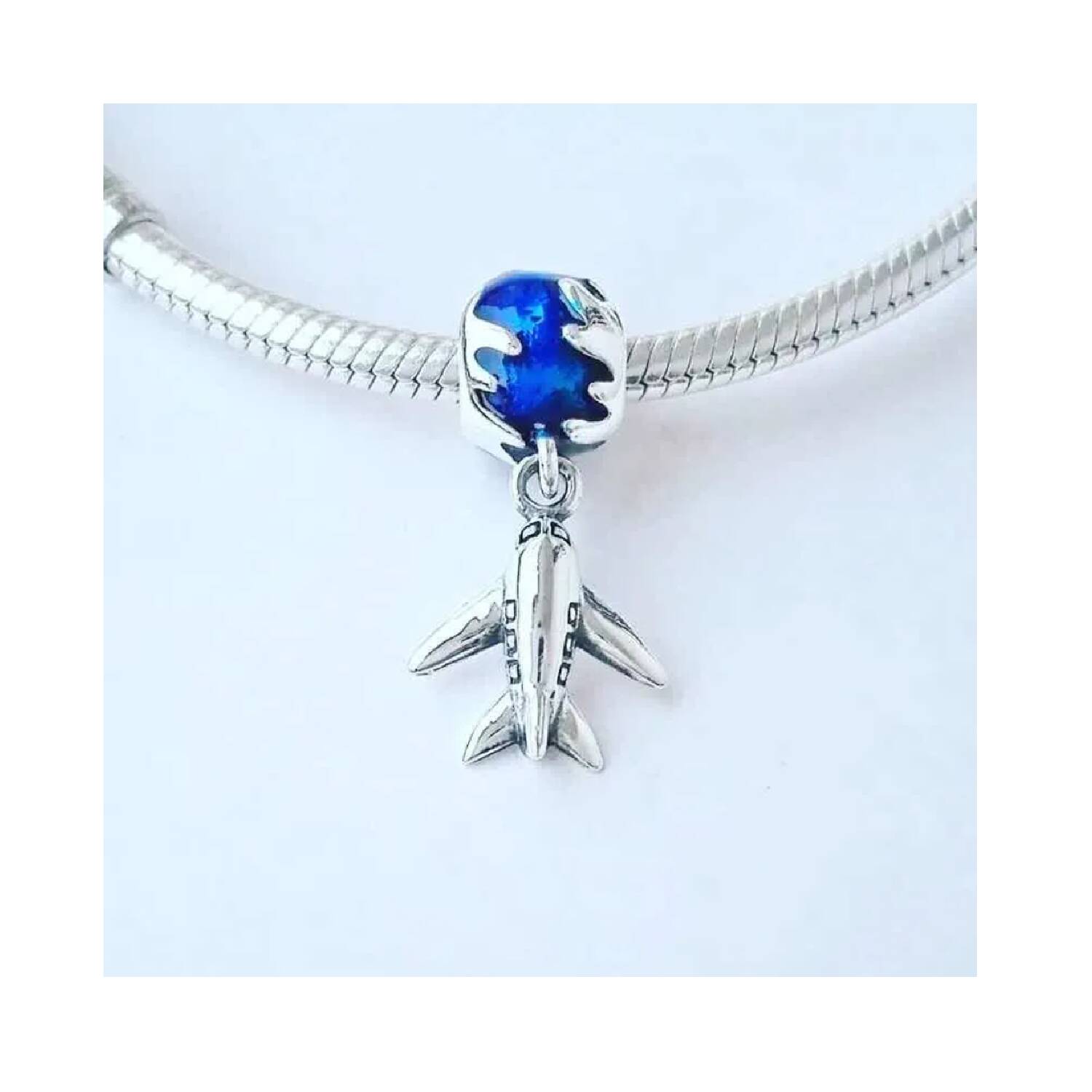Charm Avión Viaje por el Mundo En Plata 925 - Imagen 2