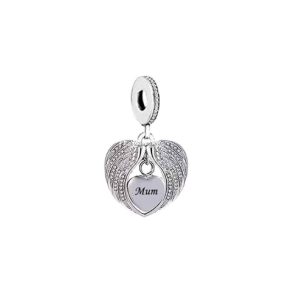 Charm Corazón de Ángel para Mamá ("Mum") En Plata 925