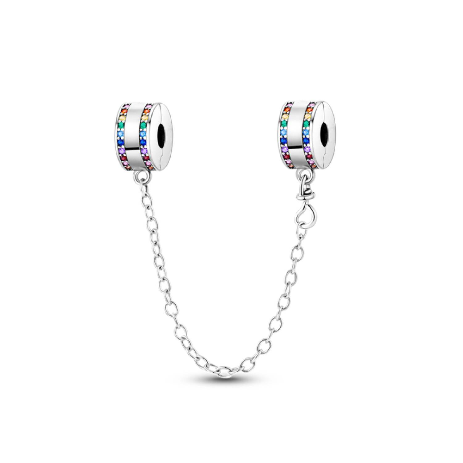 Charm Cadena Circones Coloridos En Plata 925