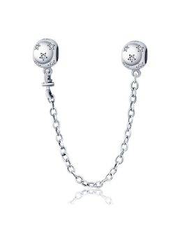 Charm Cadena Estrellas y Circones En Plata 925
