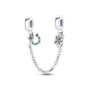 Charm Cadena de Seguridad Doble Suerte En Plata 925