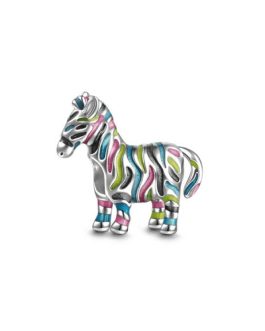 Charm Cebra Multicolor En Plata 925