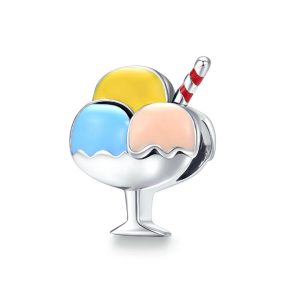 Charm Copa de Helado Tricolor En Plata 925