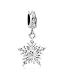 Charm Copo de Nieve y Circones Brillantes En Plata 925