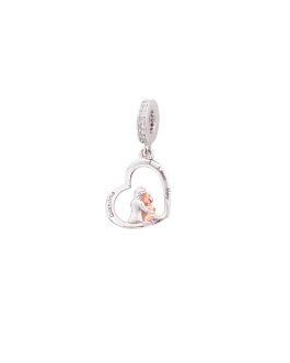 Charm Corazón Amor Abuela y Nieta En Plata 925