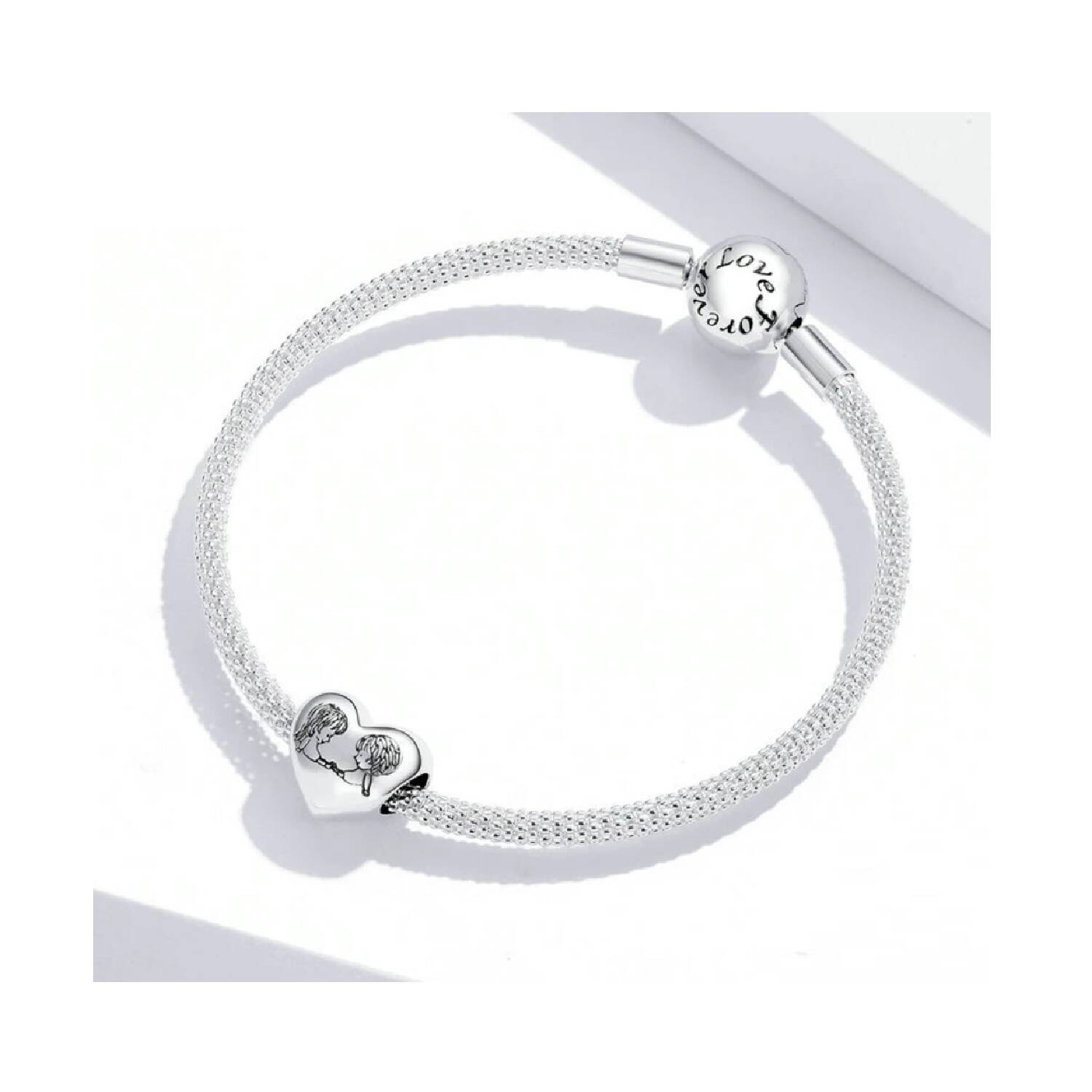Charm Corazón de Amigos / Hermanos En Plata 925 - Imagen 3