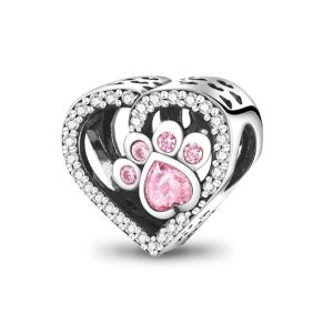 Charm Corazón Canino y Circones En Plata 925