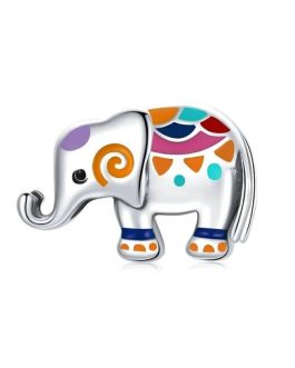 Charm Elefante Colorido de la Suerte En Plata 925