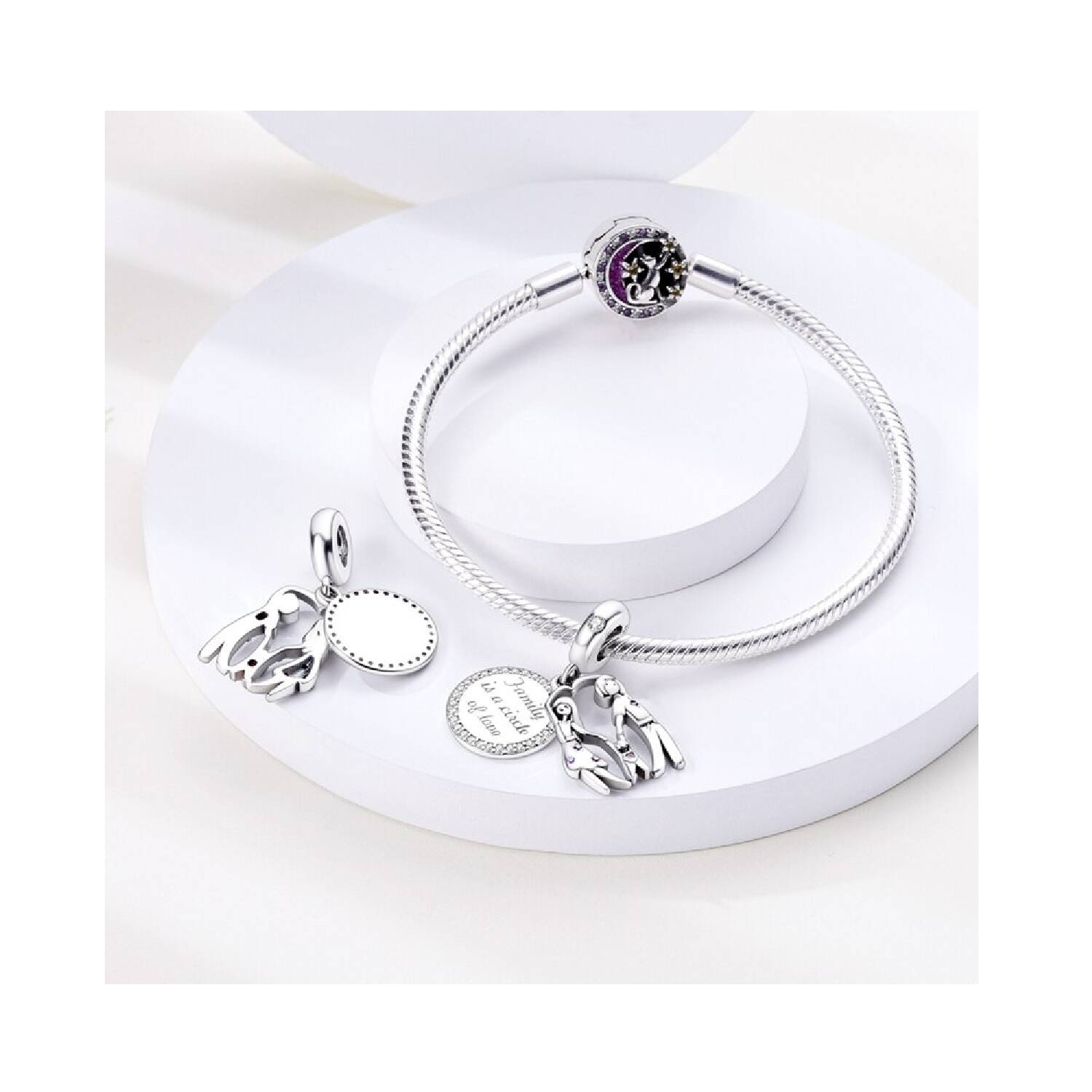 Charm Amor de Familia Unida y Circones En Plata 925 - Imagen 3