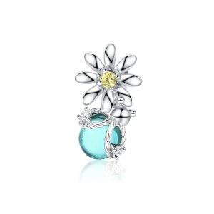 Charm Flor y Luciérnaga Maravillosa En Plata 925