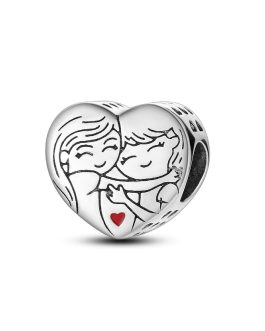 Charm Corazón Amor de Hermanas En Plata 925