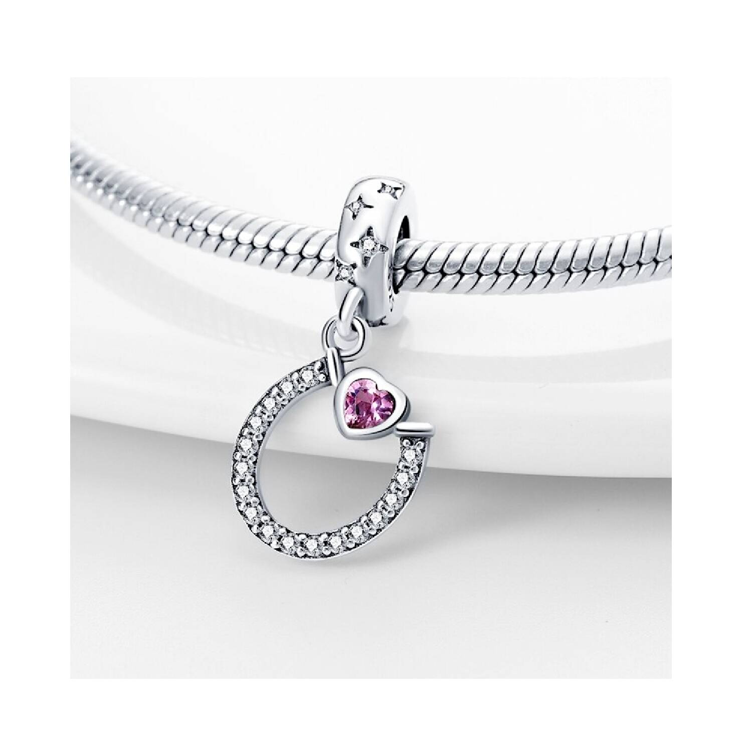 Charm Herradura de la Suerte y Corazón En Plata 925 - Imagen 2