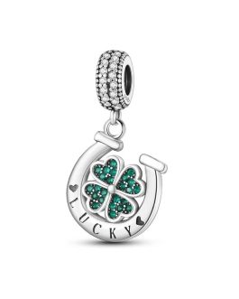 Charm Herradura y Trébol de la Suerte En Plata 925